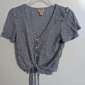 Striped Crop Top with Tie